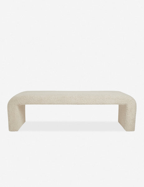 #color::cream | Tate cream boucle upholstered bench.