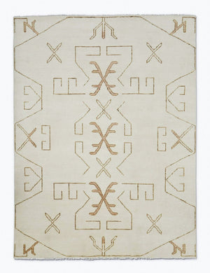 Evet neutral geometric wool floor rug