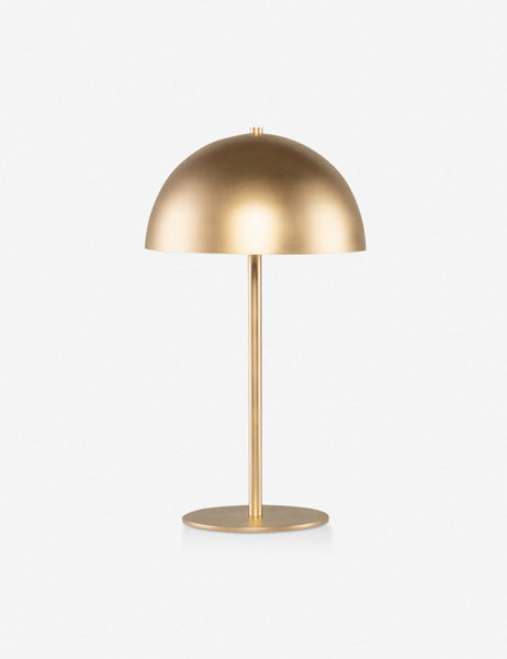 #color::gold | Luz gold dome table lamp with slim round base and acrylic diffuser