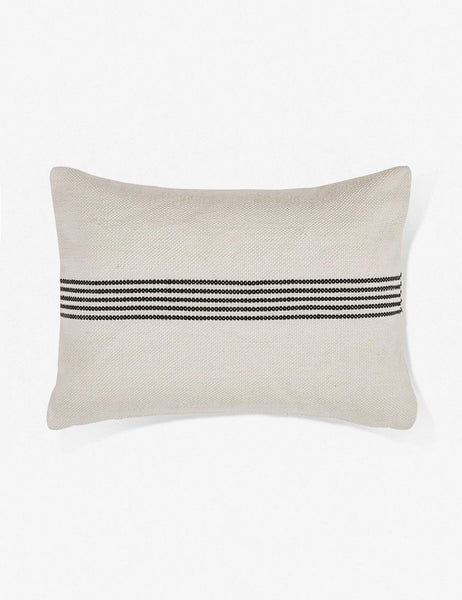 #color::black-stripe #style::lumbar | Katya Indoor and Outdoor lumbar cream Pillow with black stripes in the center