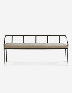 Lexi natural bench with a black metal frame and a slatted design