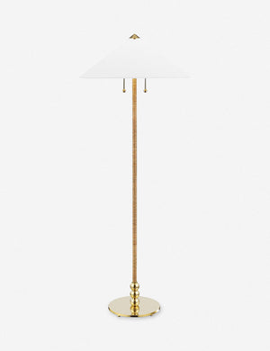 Zora floor lamp with polished base and brass knob detailing
