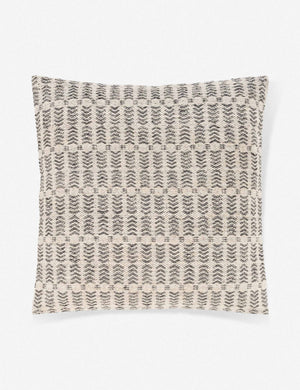 Nysa gray and white pillow with a woven geometric pattern