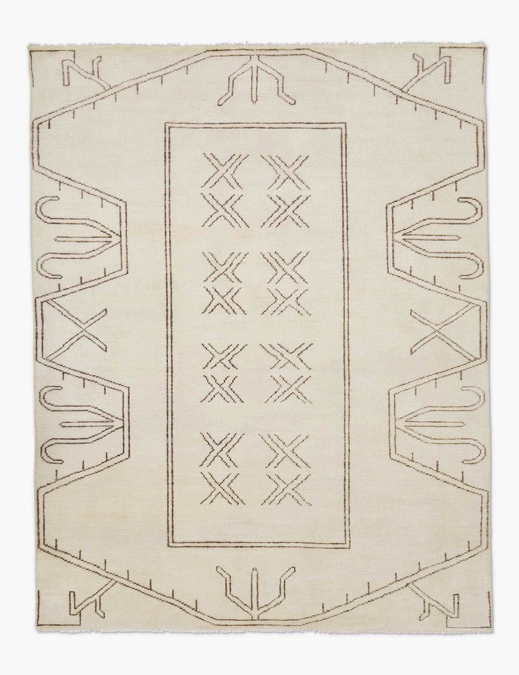 Rehya Neutral Geometric Wool Area Rug