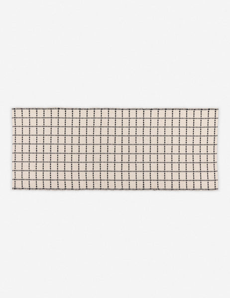 #size::2--x-5- | Sebou natural and black dotted machine washable mat in its runner size