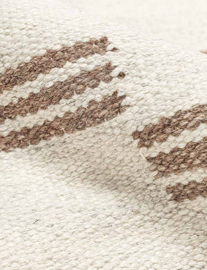 Detailed shot of the flatwoven texture on the Stripe break rug by Sarah Sherman Samuel