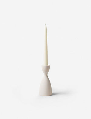 Pantry white wooden candlestick with smooth curves by farmhouse pottery in its small size