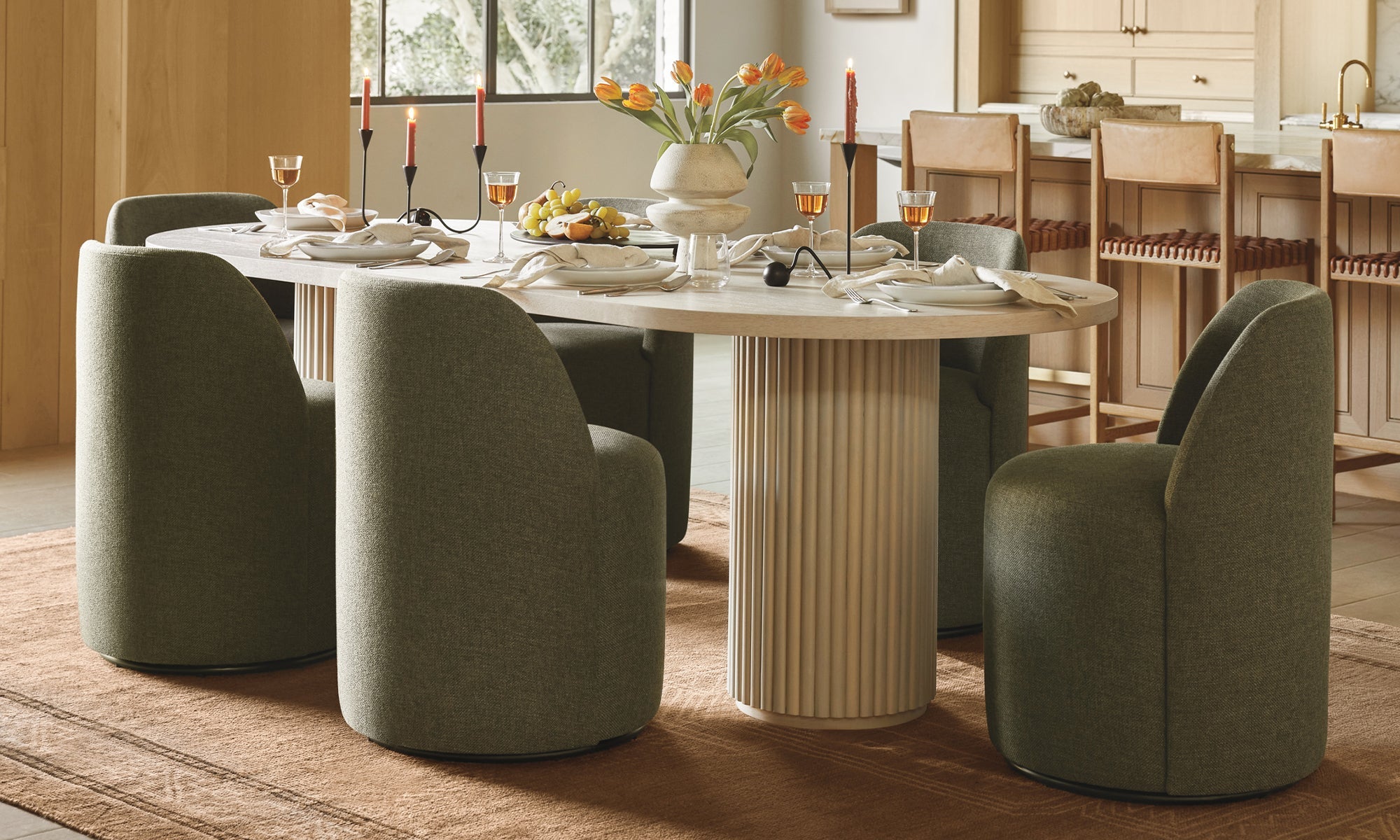 A Modern + Sculptural Classic Dining Room Look
