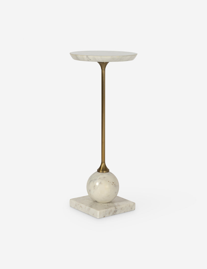 #color::white-marble | Meazza round marble drink side table.