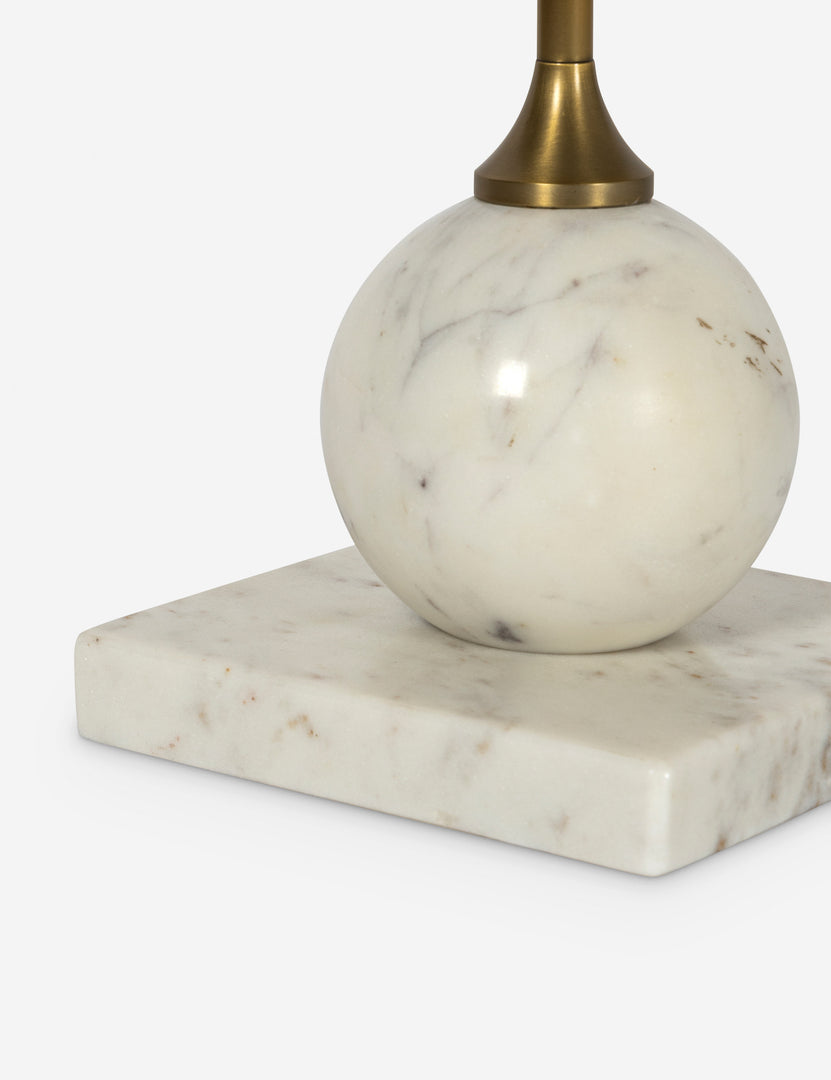 #color::white-marble | Close up of the base of the Meazza round marble drink side table.