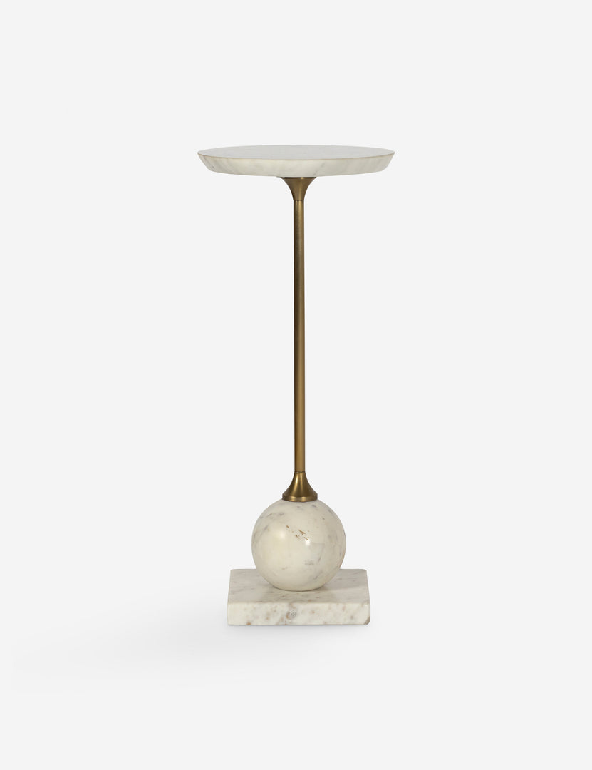 #color::white-marble | Meazza round marble drink side table.
