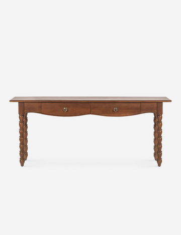 #color::brown | Foxton beaded turned wood two drawer console table