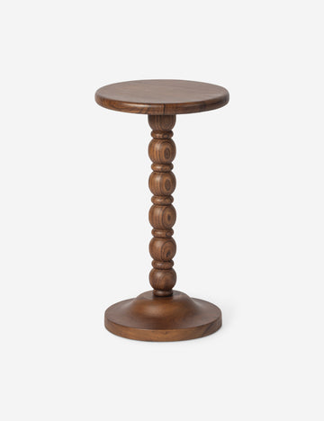 #color::brown | Foxton beaded turned wood round drink side table