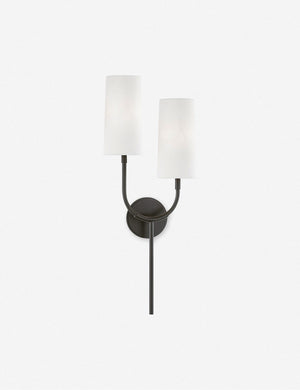Sassa old bronze asymmetrical double sconce with white-shades