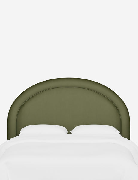 #color::pine-velvet #size::twin #size::full #size::queen #size::king #size::california-king | Odele Pine Green Velvet arched upholstered headboard with a melted border