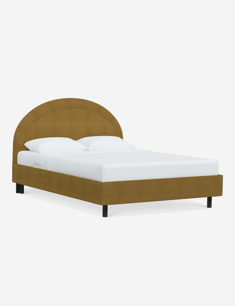 #color::ochre-boucle #size::full #size::queen #size::king #size::cal-king | Angled view of the Odele Ochre Boucle bed