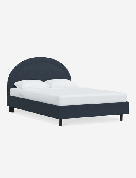 #color::navy-linen #size::full #size::queen #size::king #size::cal-king | Angled view of the Odele Navy Linen bed