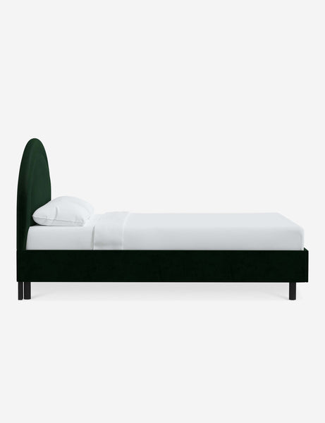 #color::emerald-velvet #size::full #size::queen #size::king #size::cal-king | Side of the Odele Emerald Green Velvet bed
