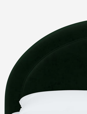 Close-up of the welted headboard on the Odele Emerald Green Velvet bed