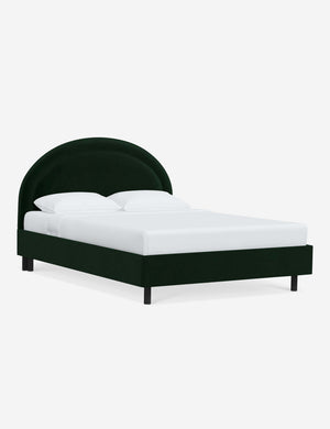 Angled view of the Odele Emerald Green Velvet bed