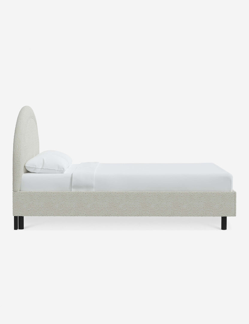 #color::white-boucle #size::full #size::queen #size::king #size::cal-king | Side of the Odele White Boucle bed