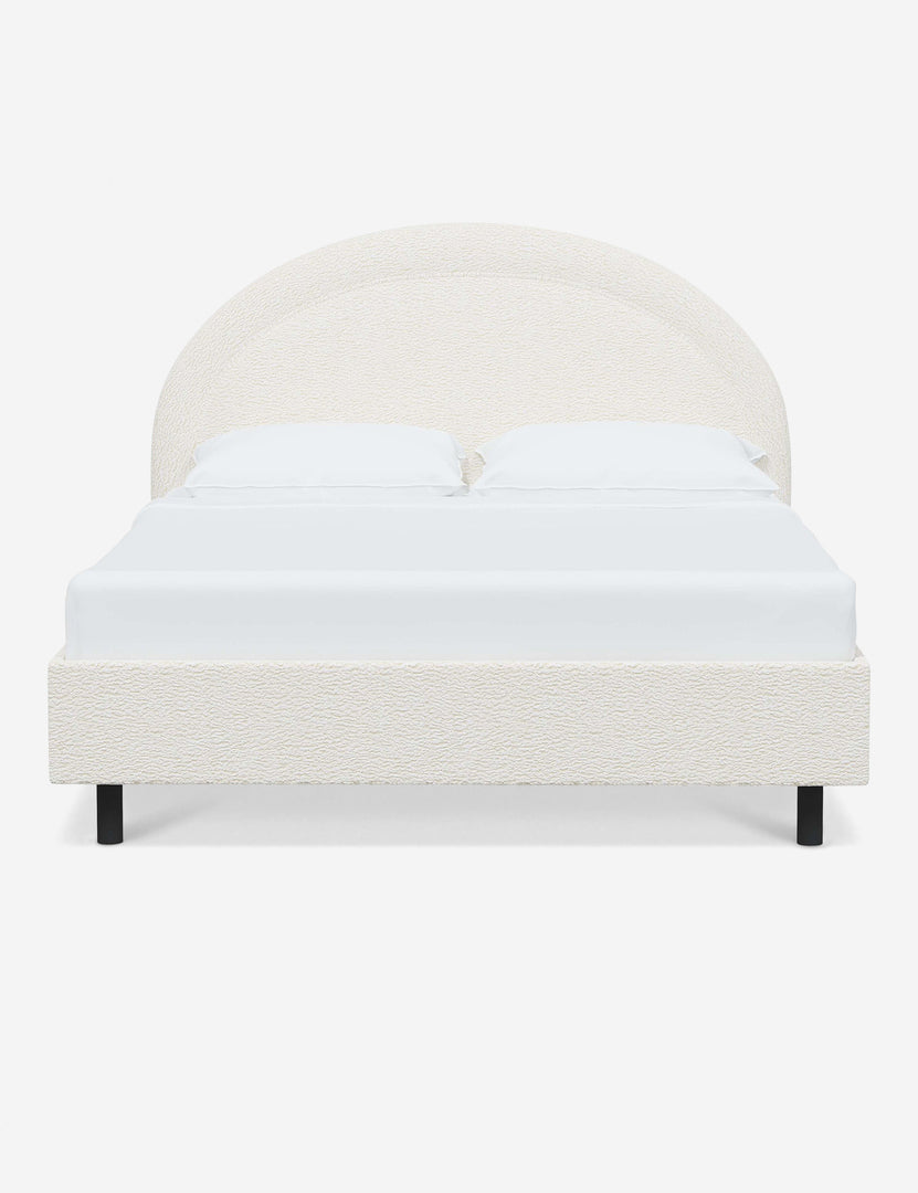 #color::cream-sherpa #size::full #size::queen #size::king #size::cal-king | Odele Cream Sherpa upholstered bed with an arched headboard that has a welted border