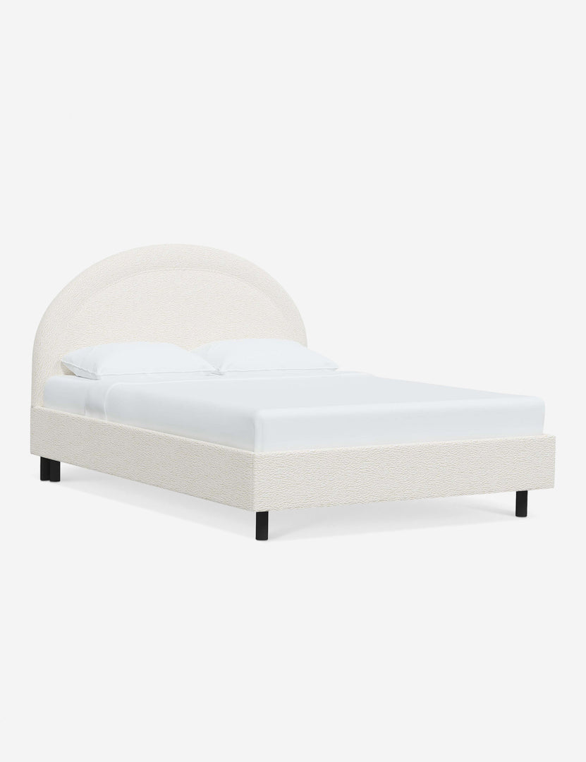 #color::cream-sherpa #size::full #size::queen #size::king #size::cal-king | Angled view of the Odele Cream Sherpa bed