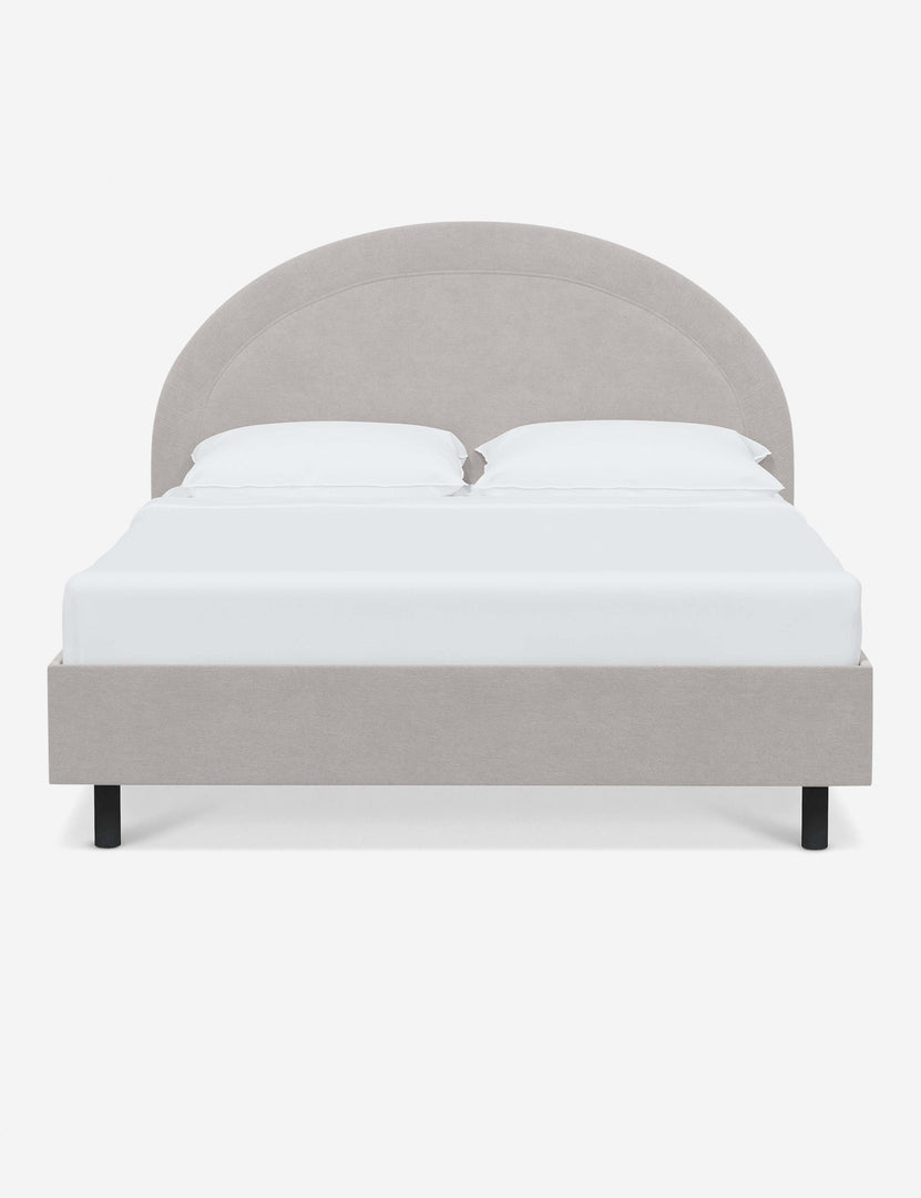 #color::mineral-velvet #size::full #size::queen #size::king #size::cal-king | Odele Mineral Gray Velvet upholstered bed with an arched headboard that has a welted border