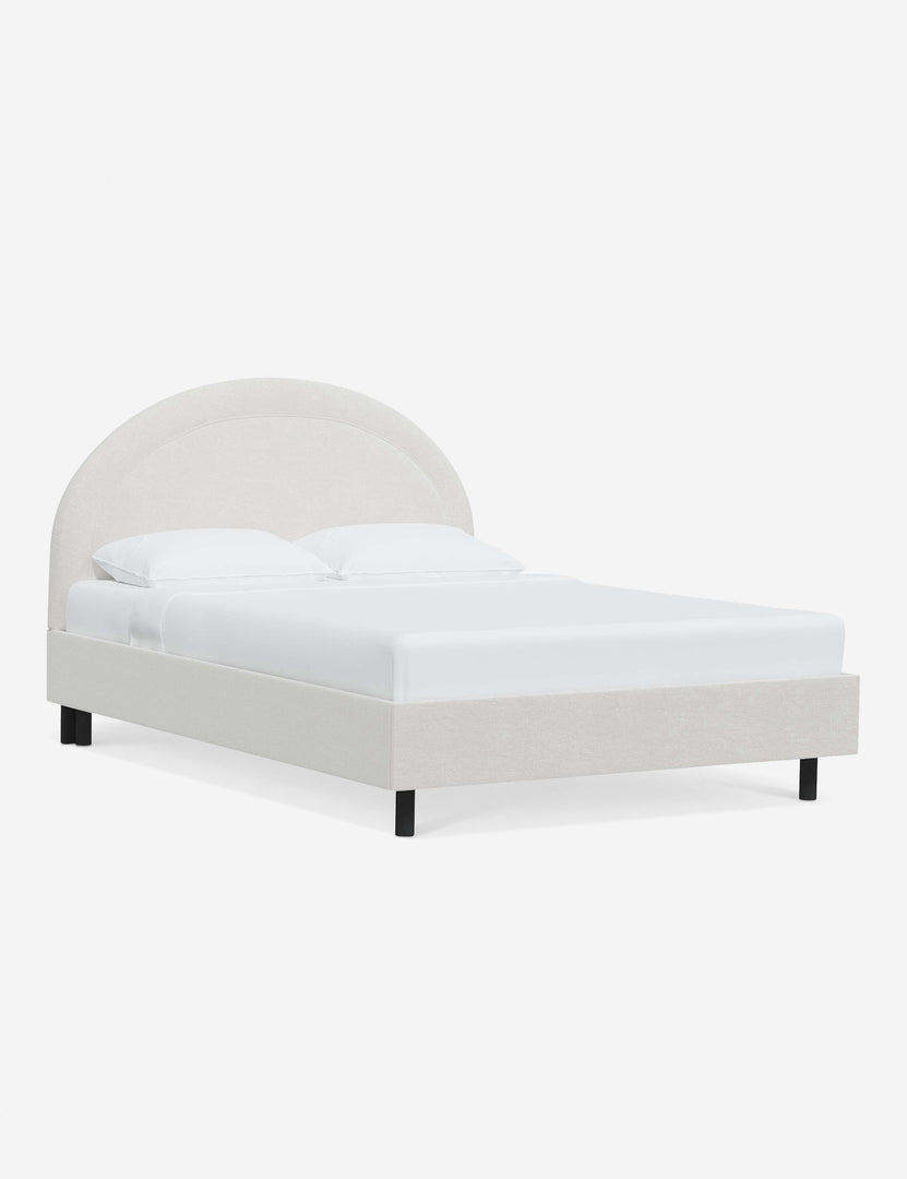 #color::snow-velvet #size::full #size::queen #size::king #size::cal-king | Angled view of the Odele Snow White Velvet bed