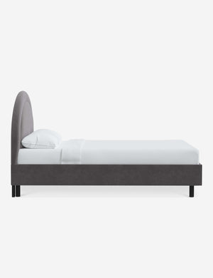 Side of the Odele Steel Gray Velvet bed