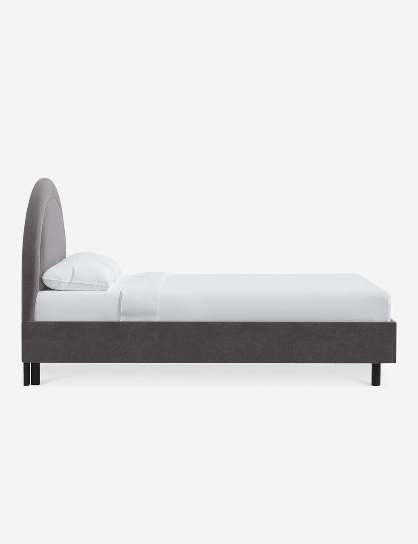 #color::steel-velvet #size::full #size::queen #size::king #size::cal-king | Side of the Odele Steel Gray Velvet bed