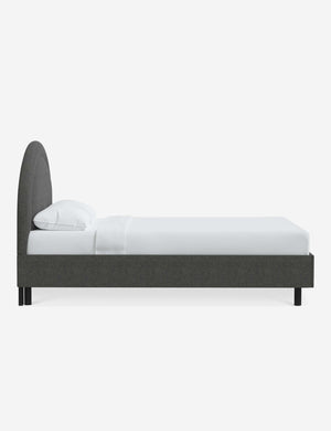 Side of the Odele Charcoal Gray Linen bed