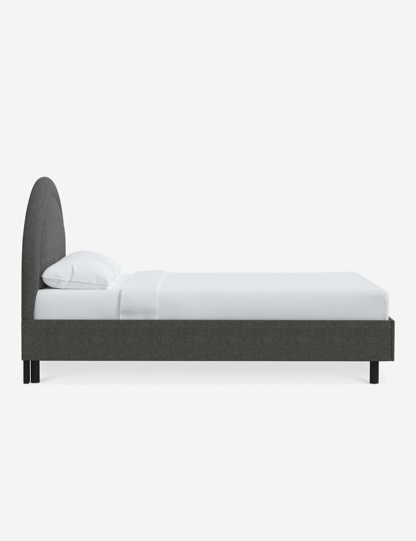 #color::charcoal-linen #size::full #size::queen #size::king #size::cal-king | Side of the Odele Charcoal Gray Linen bed