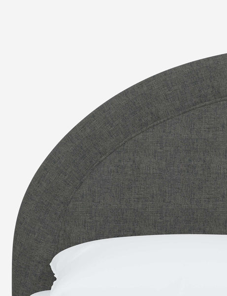 #color::charcoal-linen #size::full #size::queen #size::king #size::cal-king | Close-up of the welted headboard on the Odele Charcoal Gray Linen bed