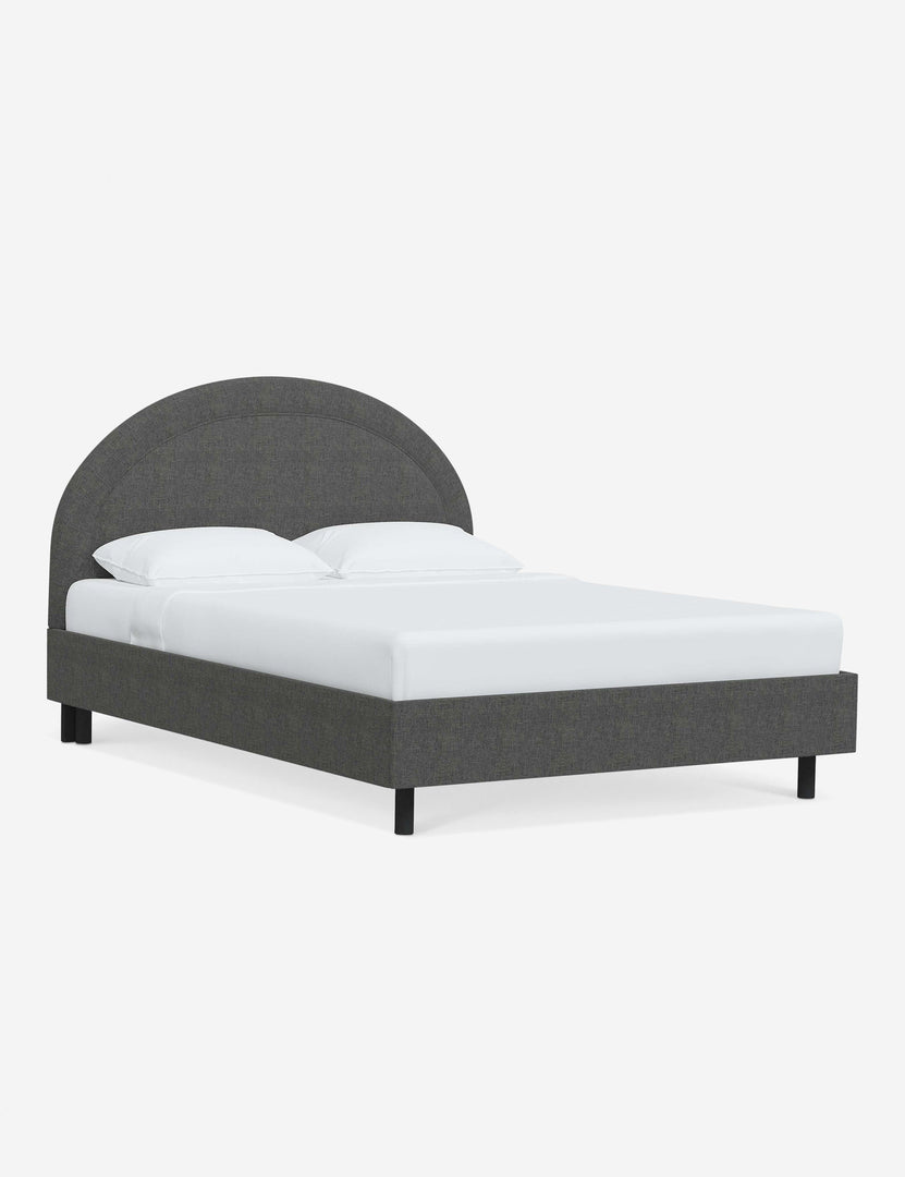 #color::charcoal-linen #size::full #size::queen #size::king #size::cal-king | Angled view of the Odele Charcoal Gray Linen bed