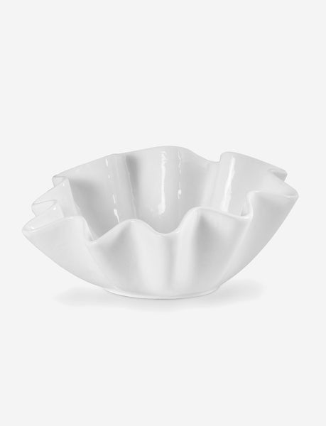 #color::white #size::large | Ruffle ceramic cream centerpiece bowl by Regina andrew