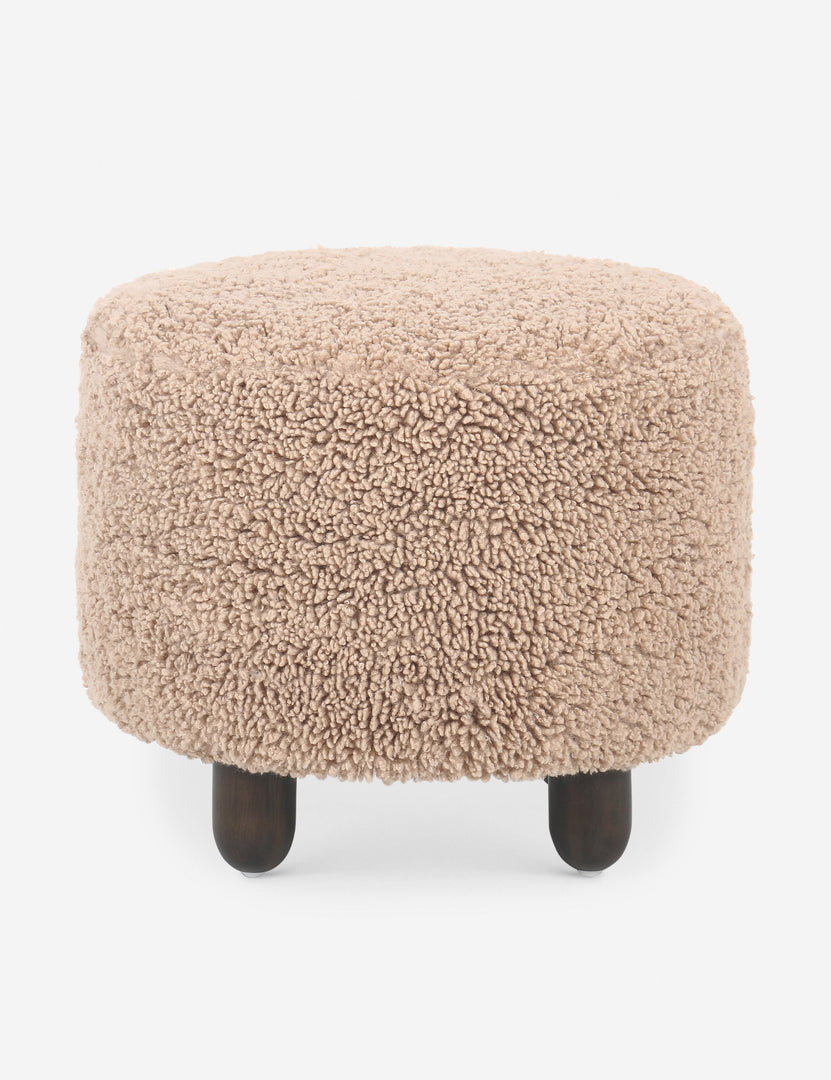 #color::toast-shearling | Dover faux shearline round ottoman.