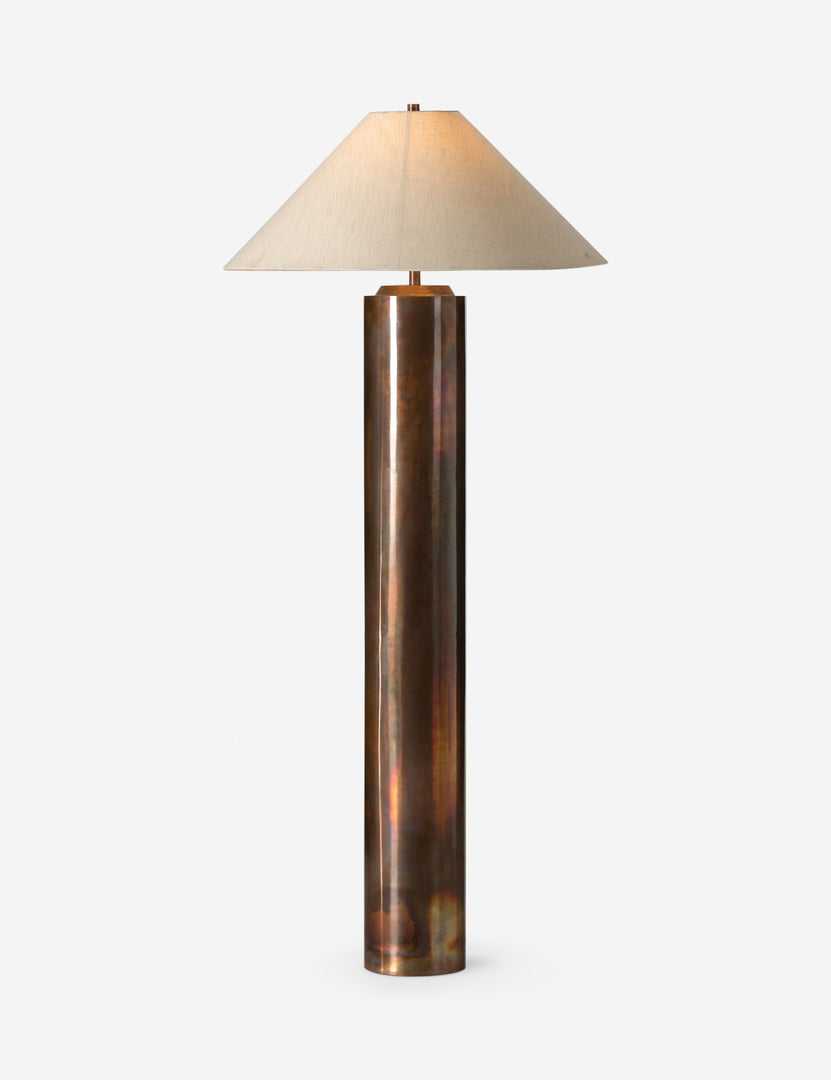 | Sevigne modern burnt brass columnar floor lamp.