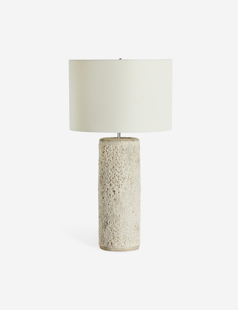 #color::cream | Kalel modern textured stone table lamp.
