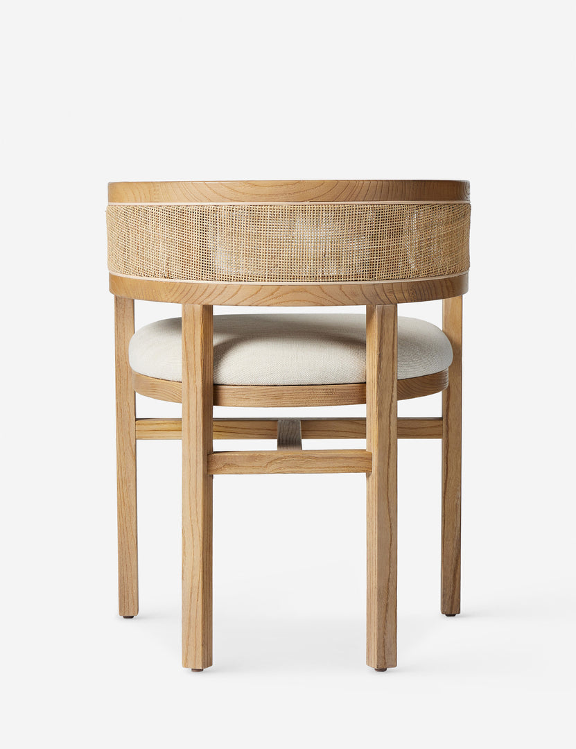 #color::natural | Back of the Kairi light wood cane barrel back dining chair.