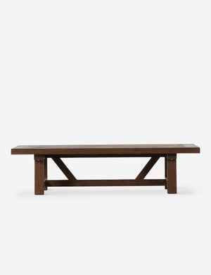 Front view of the Kirkman solid teak rustic wood outdoor coffee table.