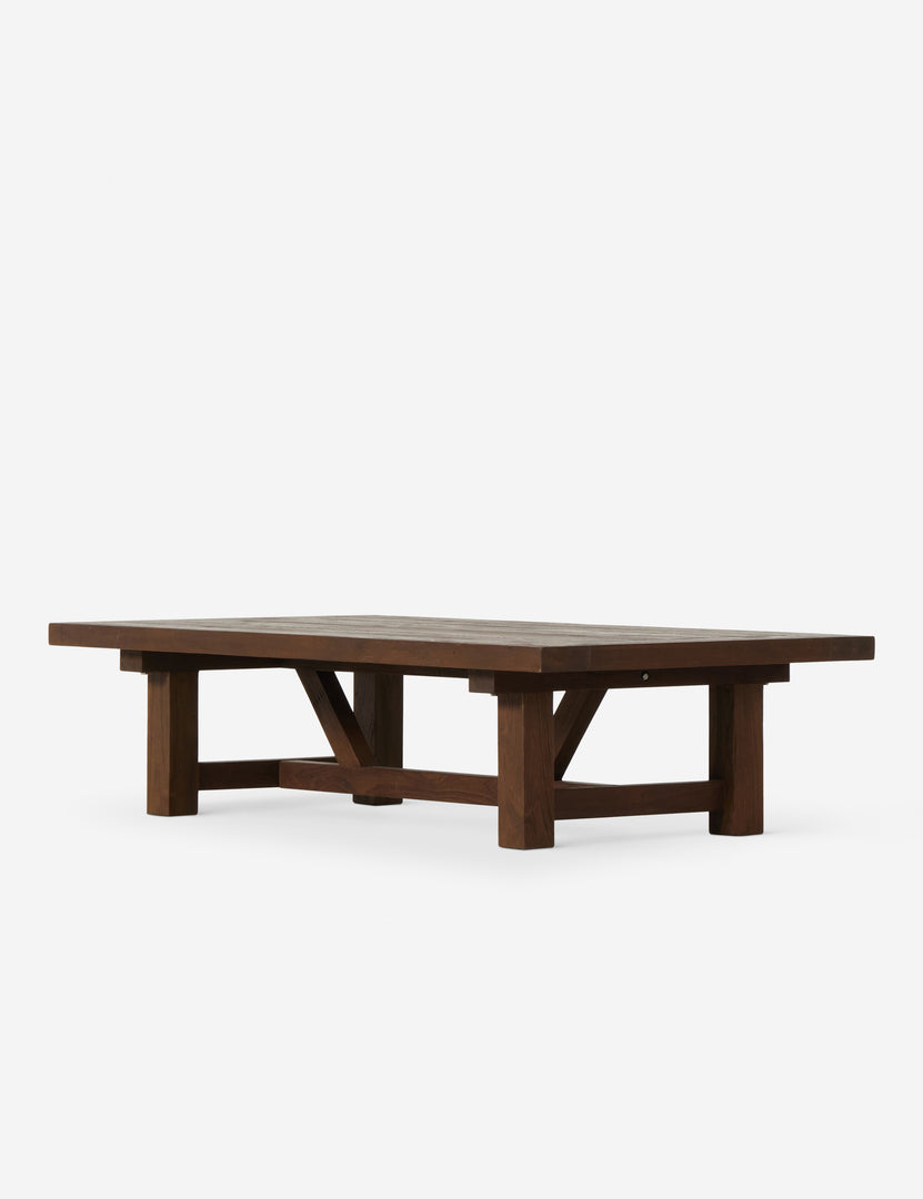 | Kirkman solid teak rustic wood outdoor coffee table.