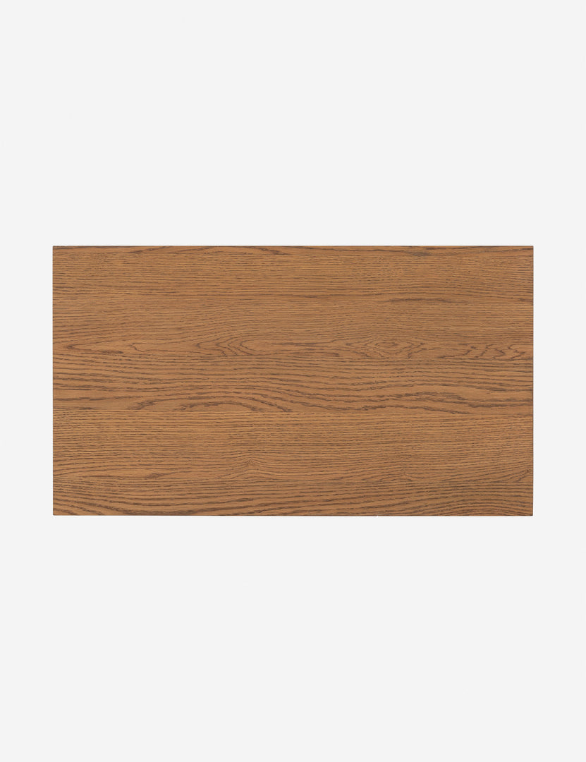 #color::natural | Overhead view of the top of the Kisner natural grain oak nightstand.