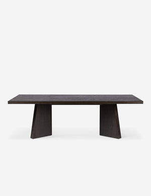 Side view of the Hallen angular leg sculptural dining table.