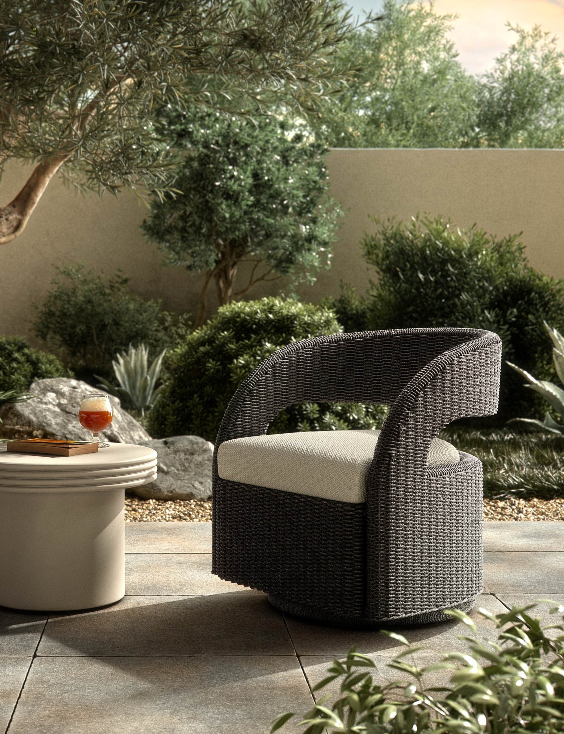 Delacroix Indoor / Outdoor Swivel Chair - Thumbnail 4