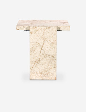 Side profile of the Bellona solid marble side table.