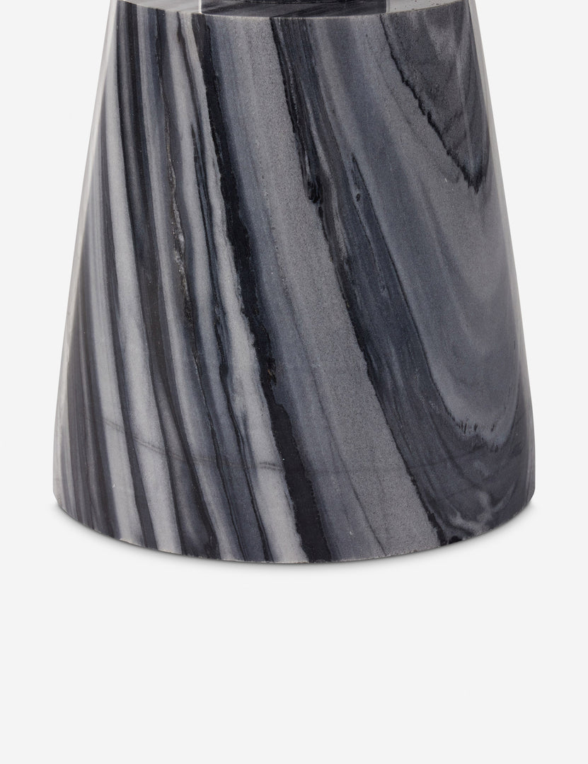 #color::gray-marble | Base of the Zeller round carved ebony marble side table.