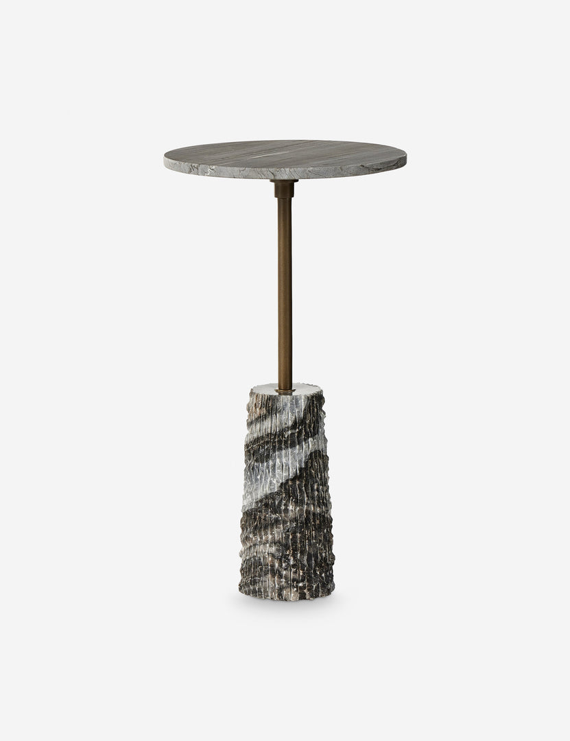 #color::gray-marble | Fallow round marble side table.