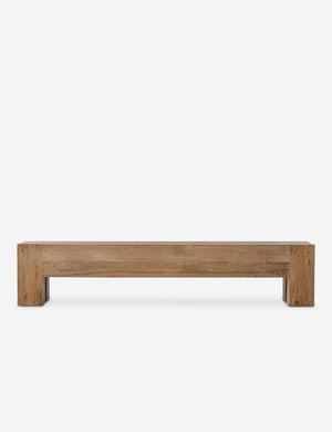 Bevan chunky leg distressed wood bench in natural.