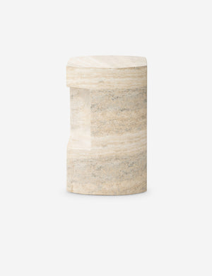 Side profile of the Kandinsky modern textural cast concrete side table.